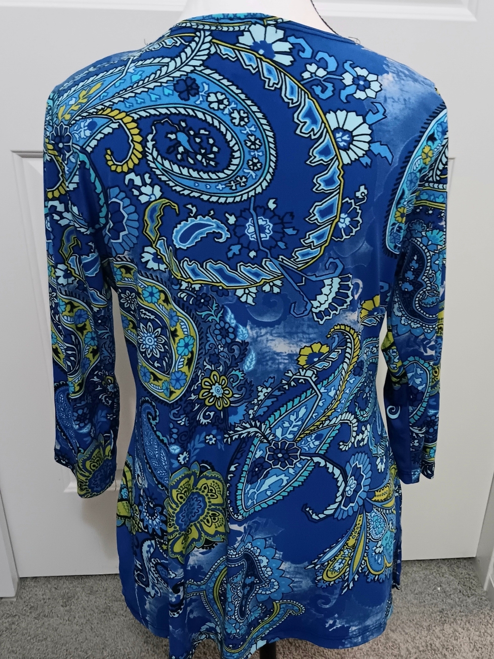 Carole Little Blue Paisley Tunic with Black V-Panel - Picture 2 of 2